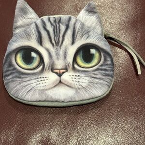 New Winky Lux Cute Gray Kitty Limited Edition Cosmetic Pouch 4.5 X 4 Inches